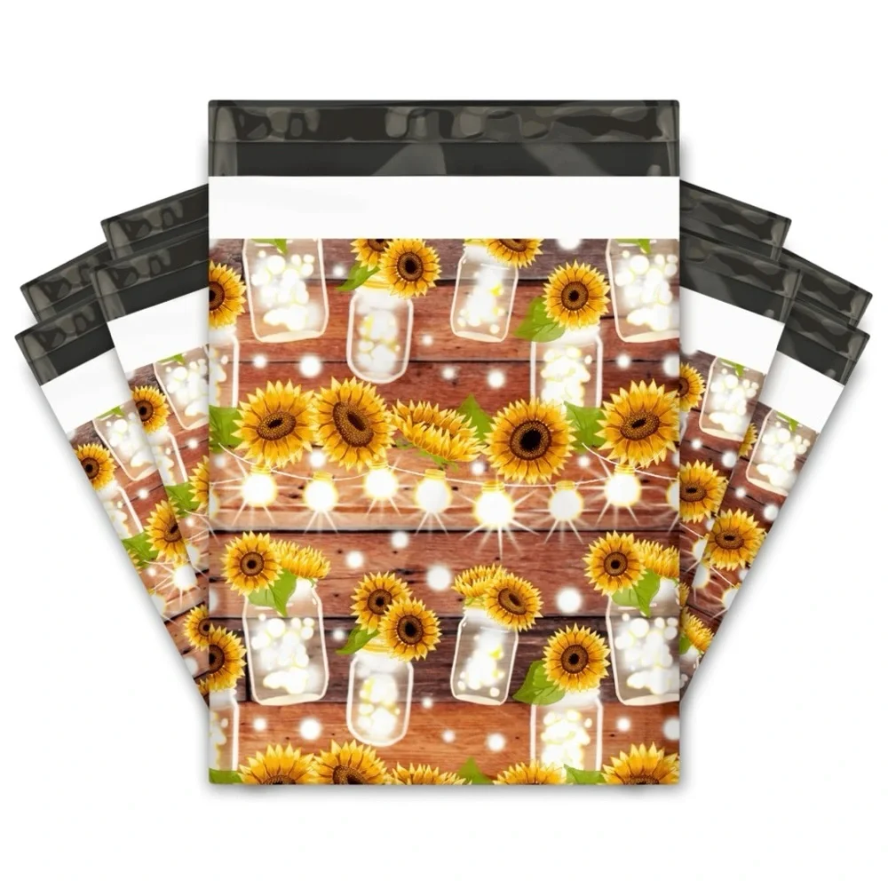 (50) Sunflower Mason Jar Poly Mailers 10”x13” - Picture 1 of 2